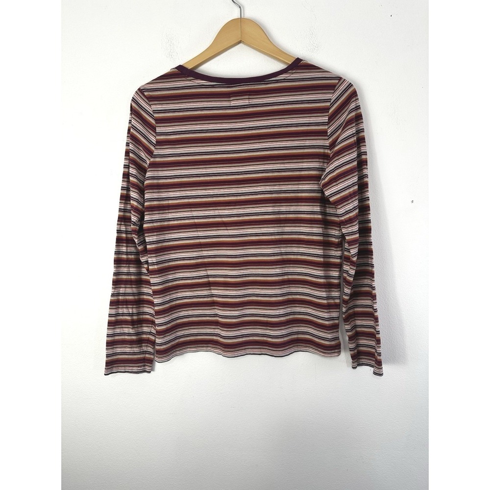 PACT Organic Striped Tee Womens Medium Long Sleeve Scoop Neck Preppy Casual Top - Picture 3 of 7
